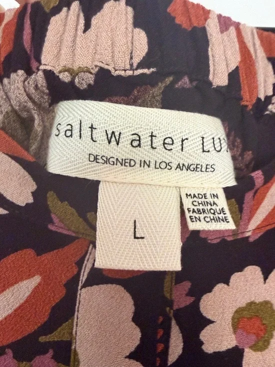 saltwater LUXE Black Floral Tiered Maxi Skirt with Pink & Olive Accents - Picture 2 of 3